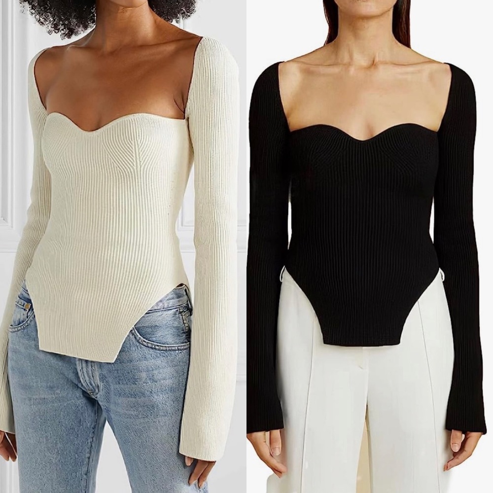 WOMENS SQUARE NECK RIBBED SWEATER BUNDLE